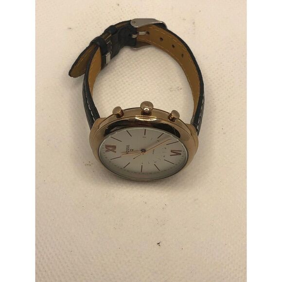 Fossil Q FTW5023 Womens Black Leather Analog Silver Dial Hybrid Smartwatch HK219 - Picture 7 of 9